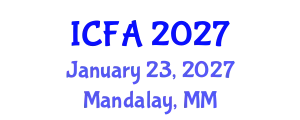 International Conference on Fisheries and Aquaculture (ICFA) January 23, 2027 - Mandalay, Myanmar