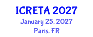 International Conference on Renewable Energy Technology and Applications (ICRETA) January 25, 2027 - Paris, France
