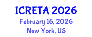 International Conference on Renewable Energy Technology and Applications (ICRETA) February 16, 2026 - New York, United States