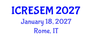 International Conference on Renewable Energy Sources and Energy Management (ICRESEM) January 18, 2027 - Rome, Italy