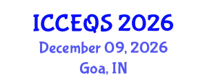 International Conference on Civil Engineering and Quantity Surveying (ICCEQS) December 09, 2026 - Goa, India