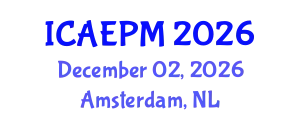 International Conference on Agriculture and Environmental Pollution Management (ICAEPM) December 02, 2026 - Amsterdam, Netherlands