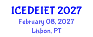 International Conference on Education, Distance Education, Instructional and Educational Technology (ICEDEIET) February 08, 2027 - Lisbon, Portugal
