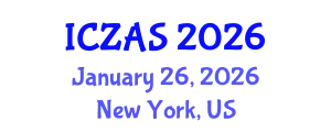 International Conference on Zoology and Animal Science (ICZAS) January 26, 2026 - New York, United States