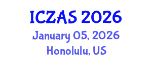 International Conference on Zoology and Animal Science (ICZAS) January 05, 2026 - Honolulu, United States