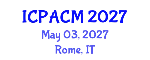 International Conference on Precision Agriculture and Crop Monitoring (ICPACM) May 03, 2027 - Rome, Italy