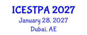 International Conference on Ecotourism, Sustainable Tourism and Protected Areas (ICESTPA) January 28, 2027 - Dubai, United Arab Emirates