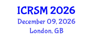 International Conference on Road Safety Management (ICRSM) December 09, 2026 - London, United Kingdom