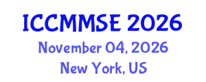 International Conference on Chemical Metallurgy, Metal Solutions and Electrochemistry (ICCMMSE) November 04, 2026 - New York, United States