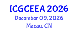 International Conference on Graphene Chemistry, Electrochemistry and Engineering Applications (ICGCEEA) December 09, 2026 - Macau, China