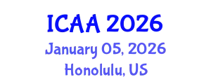 International Conference on Aeronautics and Aeroengineering (ICAA) January 05, 2026 - Honolulu, United States