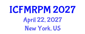 International Conference on Financial Mathematics, Risk and Portfolio Management (ICFMRPM) April 22, 2027 - New York, United States