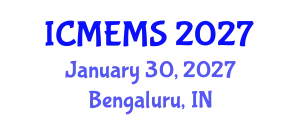 International Conference on Mechanical Engineering and Materials Science (ICMEMS) January 30, 2027 - Bengaluru, India
