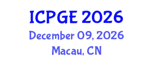 International Conference on Petroleum Geochemistry and Exploration (ICPGE) December 09, 2026 - Macau, China