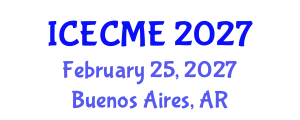 International Conference on Engineering Chemistry and Materials Engineering (ICECME) February 25, 2027 - Buenos Aires, Argentina