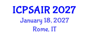 International Conference on Political Sciences and International Relations (ICPSAIR) January 18, 2027 - Rome, Italy