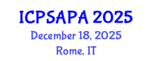 International Conference on Political Sciences and Policy Analysis (ICPSAPA) December 18, 2025 - Rome, Italy