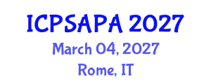 International Conference on Political Sciences and Policy Analysis (ICPSAPA) March 04, 2027 - Rome, Italy