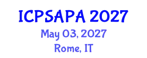 International Conference on Political Sciences and Policy Analysis (ICPSAPA) May 03, 2027 - Rome, Italy