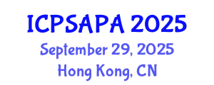 International Conference on Political Sciences and Policy Analysis (ICPSAPA) September 29, 2025 - Hong Kong, China