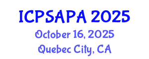 International Conference on Political Sciences and Policy Analysis (ICPSAPA) October 16, 2025 - Quebec City, Canada