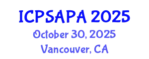 International Conference on Political Sciences and Policy Analysis (ICPSAPA) October 30, 2025 - Vancouver, Canada