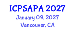 International Conference on Political Sciences and Policy Analysis (ICPSAPA) January 09, 2027 - Vancouver, Canada