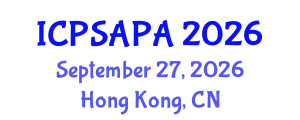 International Conference on Political Sciences and Policy Analysis (ICPSAPA) September 27, 2026 - Hong Kong, China
