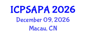 International Conference on Political Sciences and Policy Analysis (ICPSAPA) December 09, 2026 - Macau, China