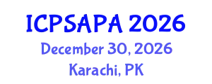 International Conference on Political Sciences and Policy Analysis (ICPSAPA) December 30, 2026 - Karachi, Pakistan