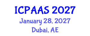 International Conference on Political and Administrative Sciences (ICPAAS) January 28, 2027 - Dubai, United Arab Emirates