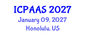 International Conference on Political and Administrative Sciences (ICPAAS) January 09, 2027 - Honolulu, United States