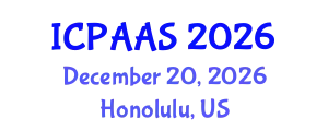 International Conference on Political and Administrative Sciences (ICPAAS) December 20, 2026 - Honolulu, United States