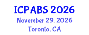 International Conference on Pharmaceutical and Biomedical Sciences (ICPABS) November 29, 2026 - Toronto, Canada
