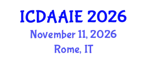 International Conference on Data and Artifical Intelligence Engineering (ICDAAIE) November 11, 2026 - Rome, Italy