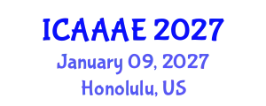 International Conference on Aeronautical and Aerospace Engineering (ICAAAE) January 09, 2027 - Honolulu, United States
