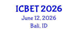 International Conference on Biomedical Engineering and Technology (ICBET) June 12, 2026 - Bali, Indonesia