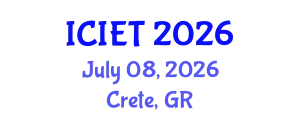 International Conference on Innovative Engineering Technologies (ICIET) July 08, 2026 - Crete, Greece