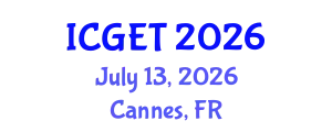 International Conference on Green Energy and Technology (ICGET) July 13, 2026 - Cannes, France