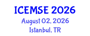 International Conference on Electrochemistry, Material Science and Engineering (ICEMSE) August 02, 2026 - Istanbul, Turkey
