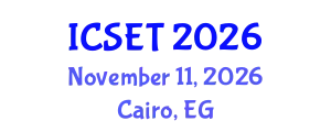 International Conference on Science, Engineering & Technology (ICSET) November 11, 2026 - Cairo, Egypt