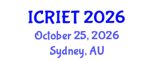 International Conference on Recent Innovations in Engineering and Technology (ICRIET) October 25, 2026 - Sydney, Australia