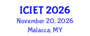 International Conference on Innovative Engineering Technologies (ICIET) November 20, 2026 - Malacca, Malaysia