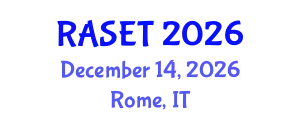 International Congress on Advances in Science, Engineering & Technology (RASET) December 14, 2026 - Rome, Italy
