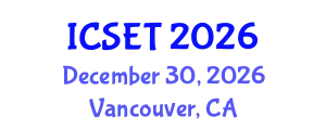 International Conference on Science, Engineering & Technology (ICSET) December 30, 2026 - Vancouver, Canada