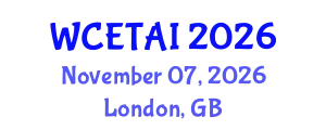 World Congress on Emerging Trends in Artificial Intelligence (WCETAI) November 07, 2026 - London, United Kingdom