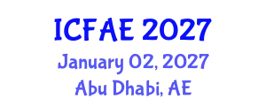 International Conference on Food and Agricultural Engineering (ICFAE) January 02, 2027 - Abu Dhabi, United Arab Emirates